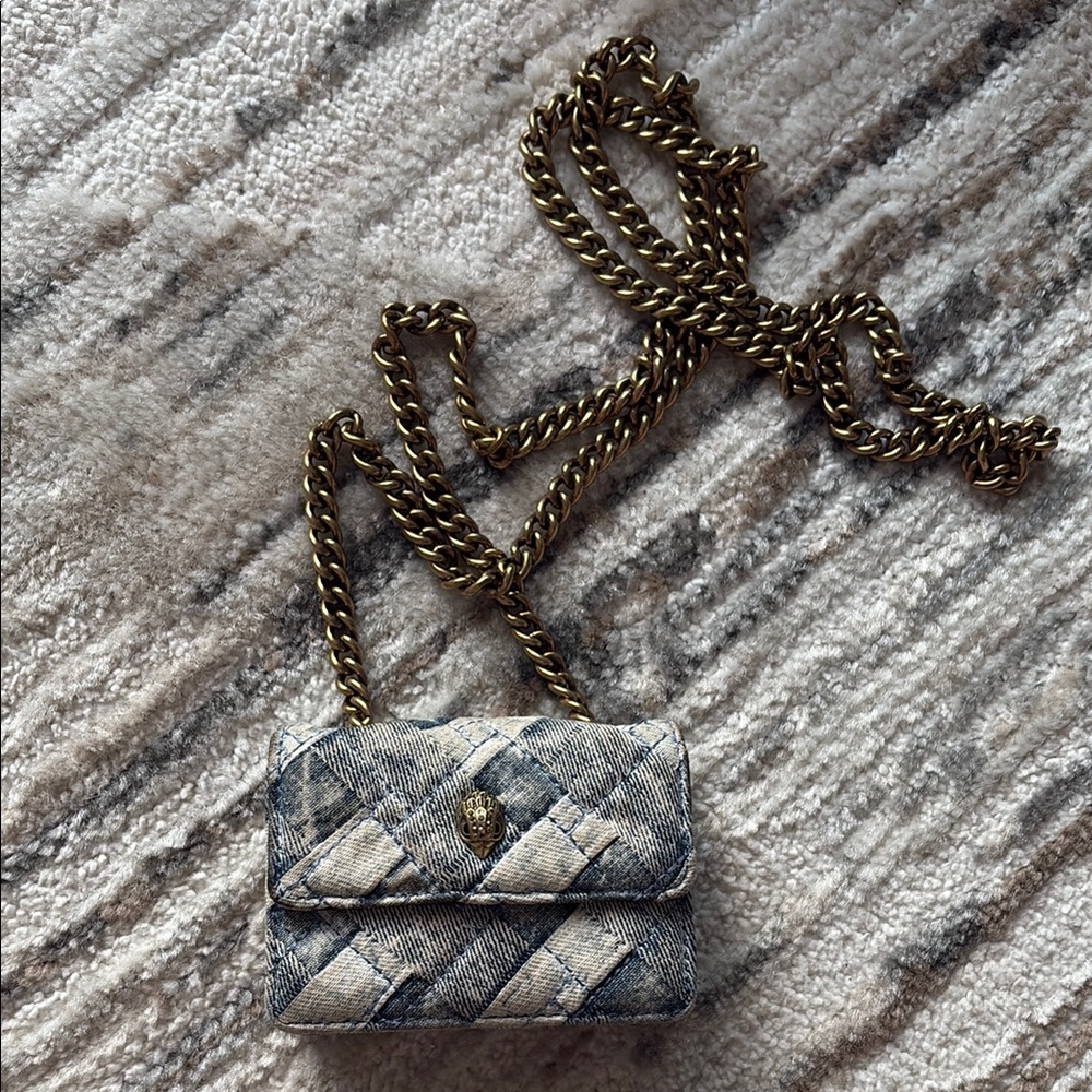 Kurt Geiger Blue and Gold Mini Quilted Bag